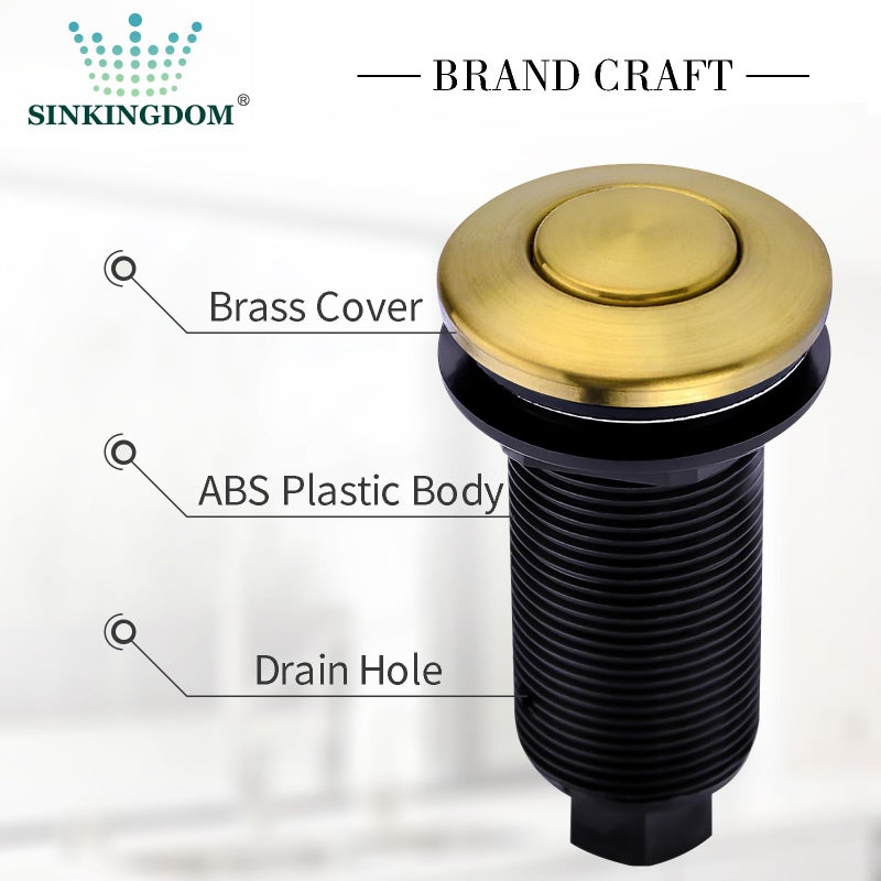 SINKINGDOM Garbage Disposal Air Switch Kit with with Long Button, Champagne Bronze (Brass Cover) - Image 3